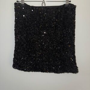Elegant Black Sequin Skirt